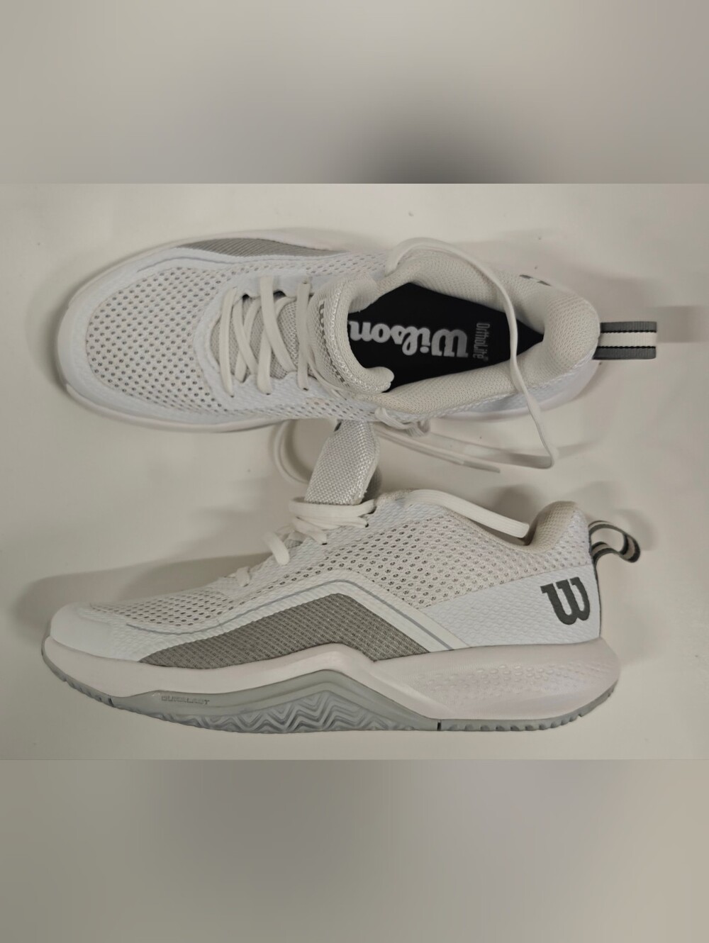 WILSON Rush Pro Lite Men's Tennis Shoe Duralast, White/Pearl Gray Size 7